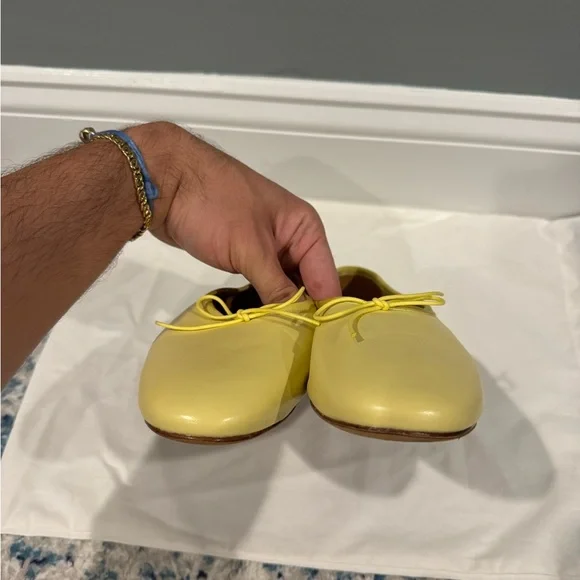Mansur Gavriel Dream Ballerina Flat Lemon Yellow Leather Size 38.5 BRAND NEW - Picture 6 of 6